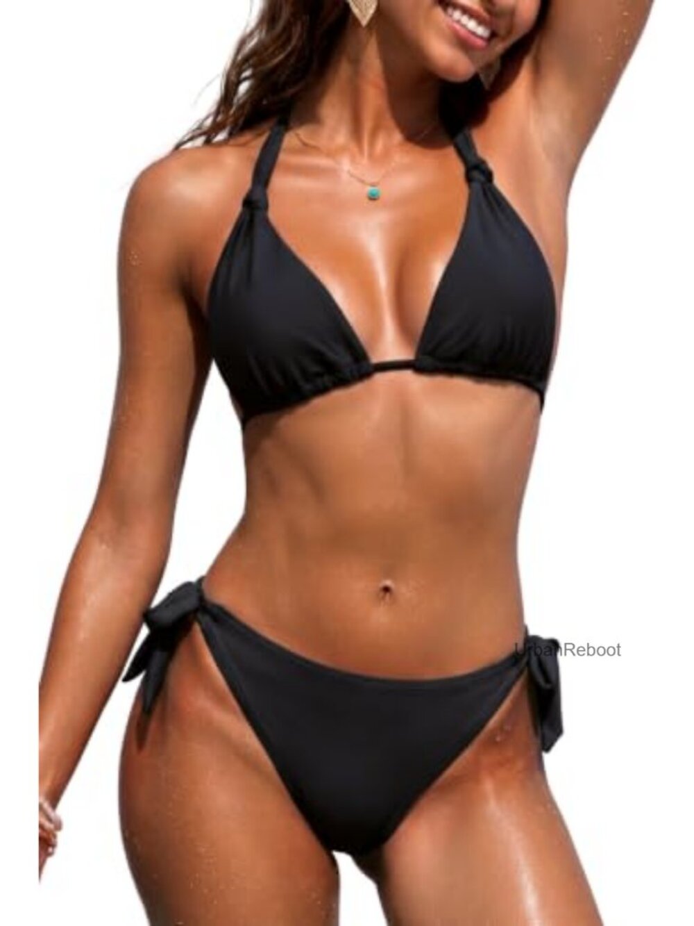 Halter Triangle Bikini Set Low Rise Two Piece Swimsuit Removable Pads